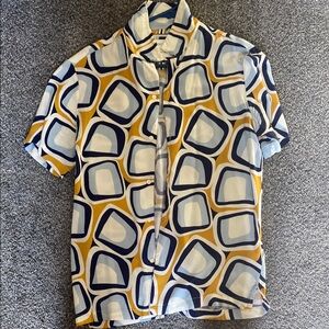 Denim & Flower Blue and Yellow Casual Button Down Shirt